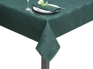 Forest Green Damask Rose Square Tablecloth