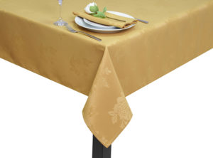 Gold Damask Rose Square Tablecloth 