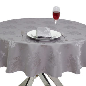 Damask Rose Light Grey Round Tablecloth