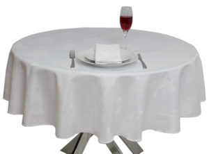 Damask Rose White Round Tablecloth