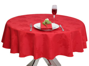 Damask Rose Red Round Tablecloth