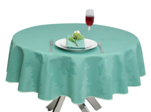 Damask Rose Seafoam Round Tablecloth