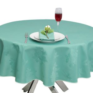 Damask Rose Seafoam Round Tablecloth