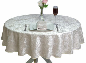 Round Supper Velvet Ivory Tablecloth