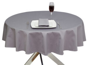 Round Polycotton Light-Grey Tablecloth