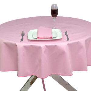 Round Polycotton Pink Tablecloth