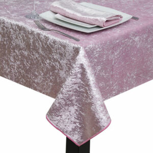 Light Pink Crushed Velvet Square Tablecloth