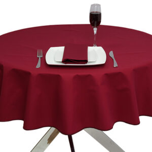 Round Polycotton Maroon Tablecloth