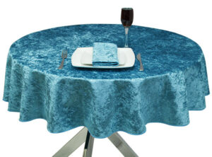 Round Supper Crushed Velvet Peacock Tablecloth