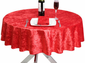 Round Supper Velvet Red Tablecloth
