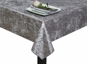 Silver Crushed Velvet Square Tablecloth