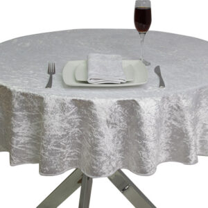 Round Supper Velvet White Tablecloth