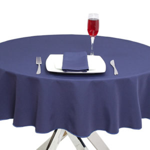 Luxury Plain Navy Blue Round Tablecloth
