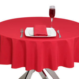 Luxury Plain Red Round Tablecloth