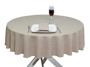 A Biscuit Hessian Linen Round Tablecloth is of an excellent quality, which is highly durable, easy care and easily washed and dried. Available in 11 Colour