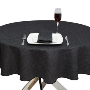 Black Hessian Linen Round Tablecloth