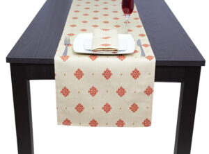 100% Cotton Ivory Dimond Table Runner