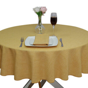 Mustard Hessian Linen Round tablecloth