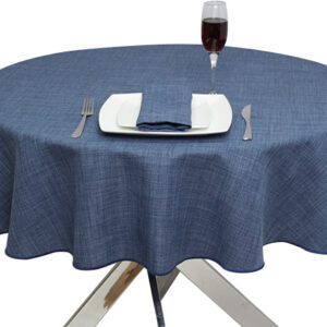 Blue Hessian Linen Round Tablecloth