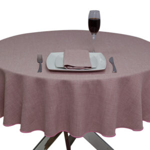 Pink Hessian Linen Round Tablecloth