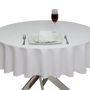 White Hessian Linen Round Tablecloth