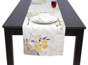 100% Cotton Yellow Peonies Table Runner