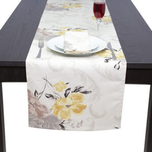 100% Cotton Yellow Peonies Table Runner