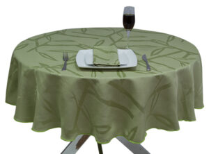Bamboo Leaf Green Round Tablecloth