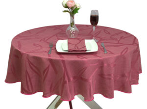 Bamboo Leaf Raspberry Round Tablecloth