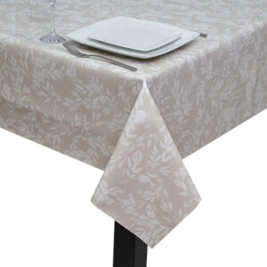 Beige White Leaf Square Tablecloth