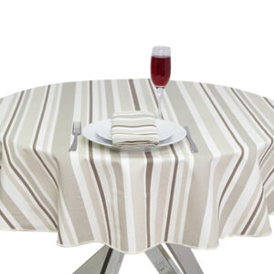 Beige Stripe Round Tablecloth