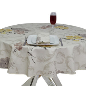 Yellow Peonies Round Tablecloth