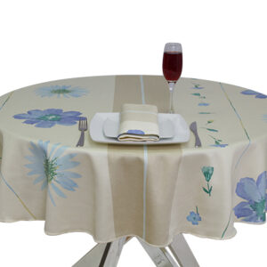 100% Cotton Blue Geranium Round tablecloth