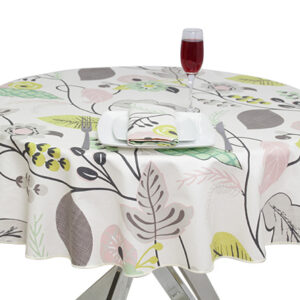 100% Cotton Pastel Flowers Round Tablecloth
