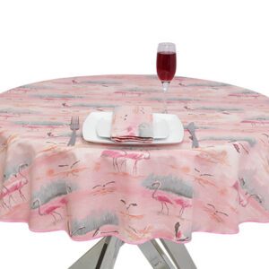 A 100% Cotton Flamingo Round Tablecloth