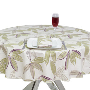 100% Cotton Green Leaves Round tablecloth