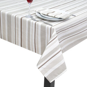Beige Stripe Square Tablecloth