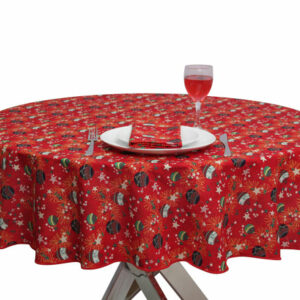Christmas Bauble Round Tablecloth in Red