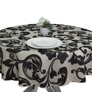 Victorian Linen Round Tablecloths Black