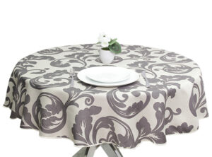 Victorian Linen Round Tablecloths Grey
