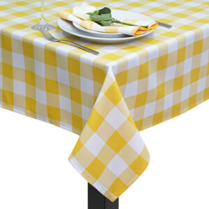 Yellow gingham large square tablecloth